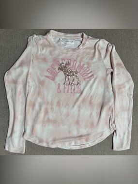 abercrombie kids Pink Tie-Dye Shirt with Sequin Moose